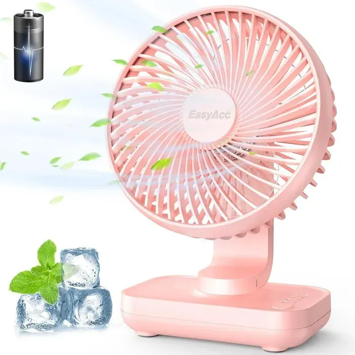 Ventilateur Portable USB 4000mAh Batterie Petit Silencieux Ventilateurs Bureau de table Puissant 4 Vitesses Mini Base Ventila