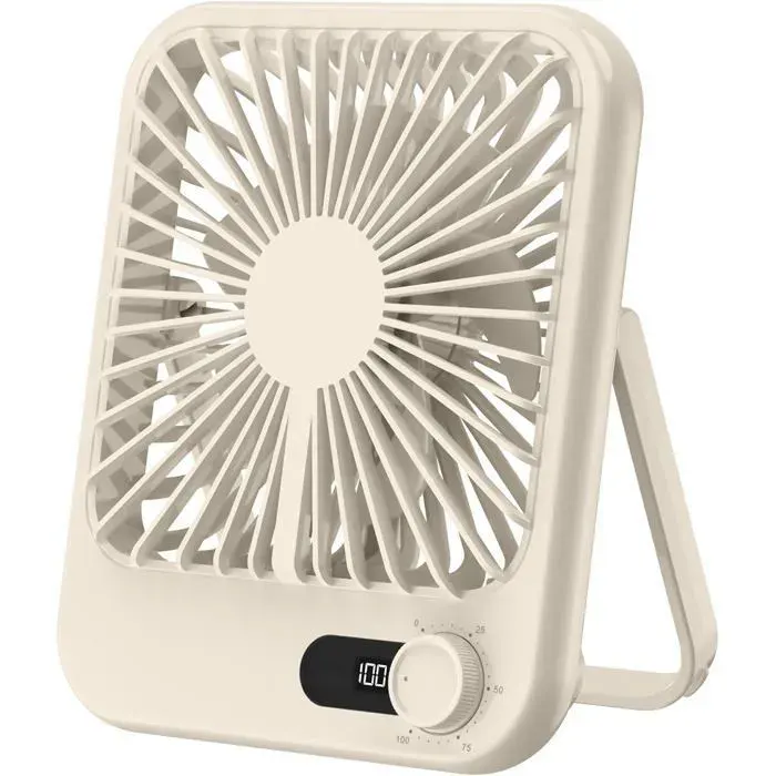 Ventilateur portable USB - - Ultra silencieux - Batterie rechargeable 2000 mAh - Affichage LED Femeo