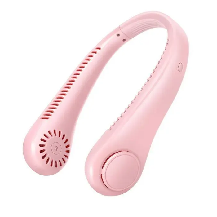 Ventilateur portable - Ventilateur tour de cou 360° USB - silencieux enfants bureau sport - Rose