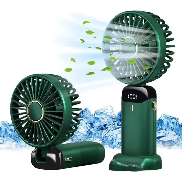 Ventilateur portable - XVX - Mini ventilateur USB - 5 vitesses - Pliable - Vert foncé