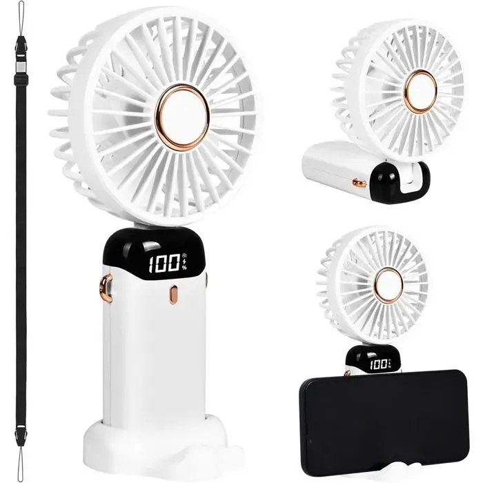 Ventilateur portable - XVX - Mini ventilateur USB - 5 vitesses - Rechargeable - Léger et compact