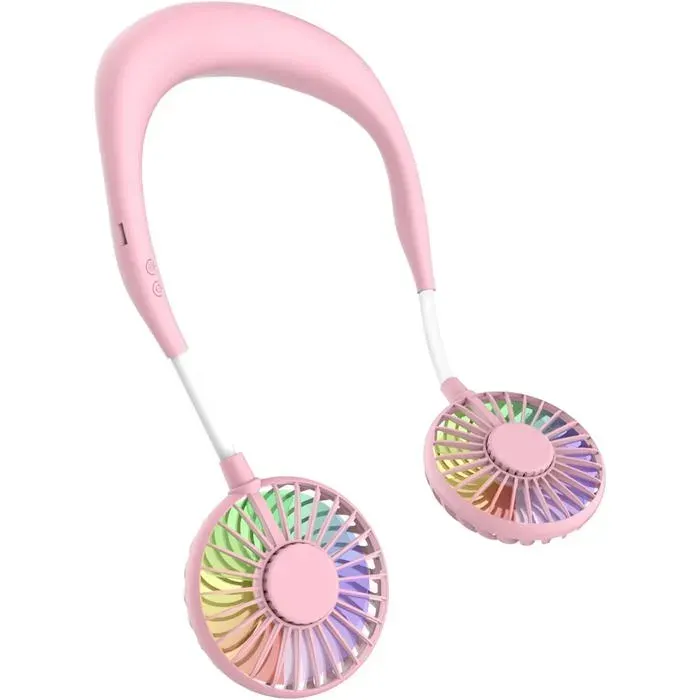 Ventilateur Portable - XVX - Modèle à Double Tête - 3 Vitesses - Rechargeable USB - Rose