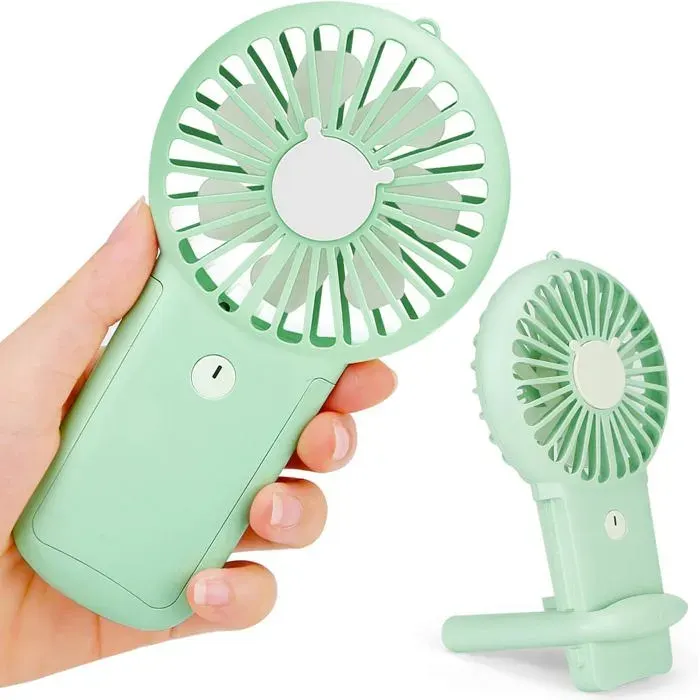 Ventilateur portable - XVX - Ventilateur à cils USB rechargeable - 3 vitesses - Vert - Compact et léger