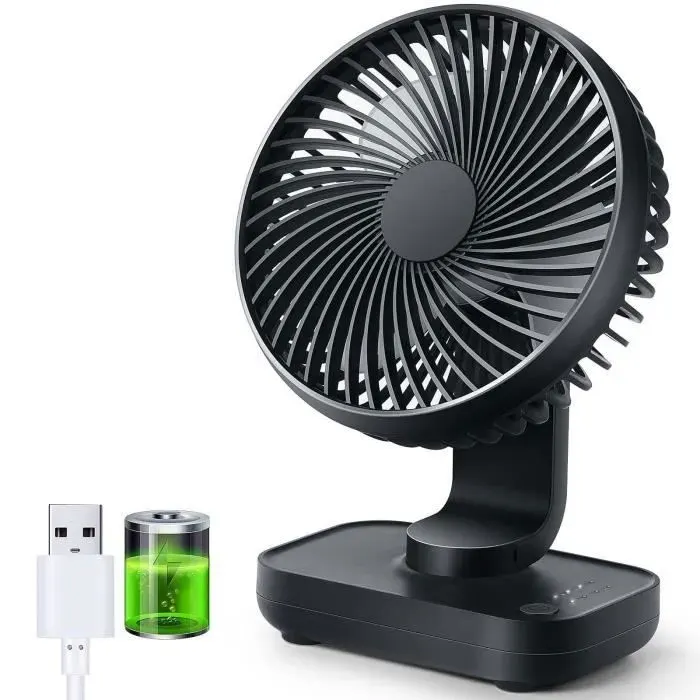 Ventilateur Portable - YOLISTAR - Mini Ventilateur USB - 4 Vitesses - 4000mAh - Silencieux Bleu Foncé