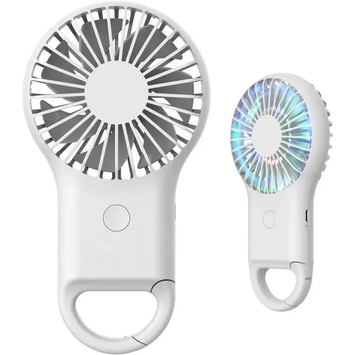 Ventilateur portable - YYV - YYV - Rechargeable USB - Crochet et LED - 3 vitesses — coloris Blanche