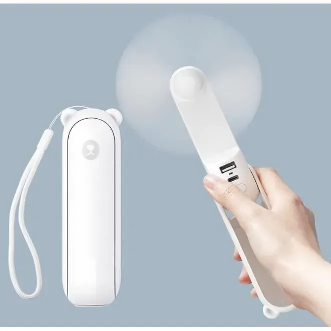 Ventilateur portable - ZHUODIKE - Modèle à batterie 4800 mAh - Autonomie 46 heures - 3 vitesses - Blanc