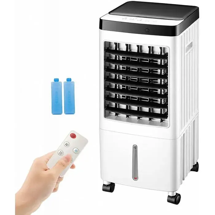 Ventilateur portable10 L65 WAvec minuterie 7H 65 dB Oscillation à 120°Réservoir deau amovible Télécommande