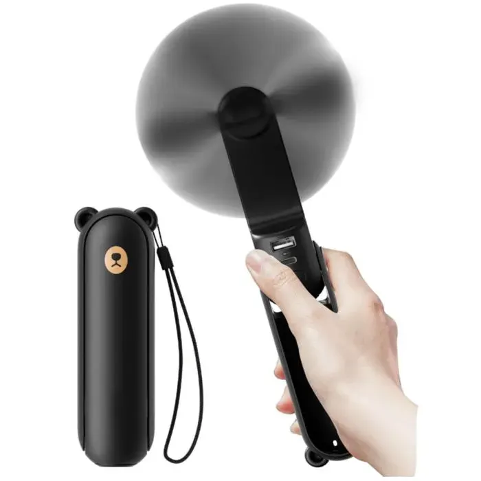 Ventilateur portatif avec batterie de secours 4500 mAh autonomie maximale de 37 heuresventilateur de poche portable à piles Noir