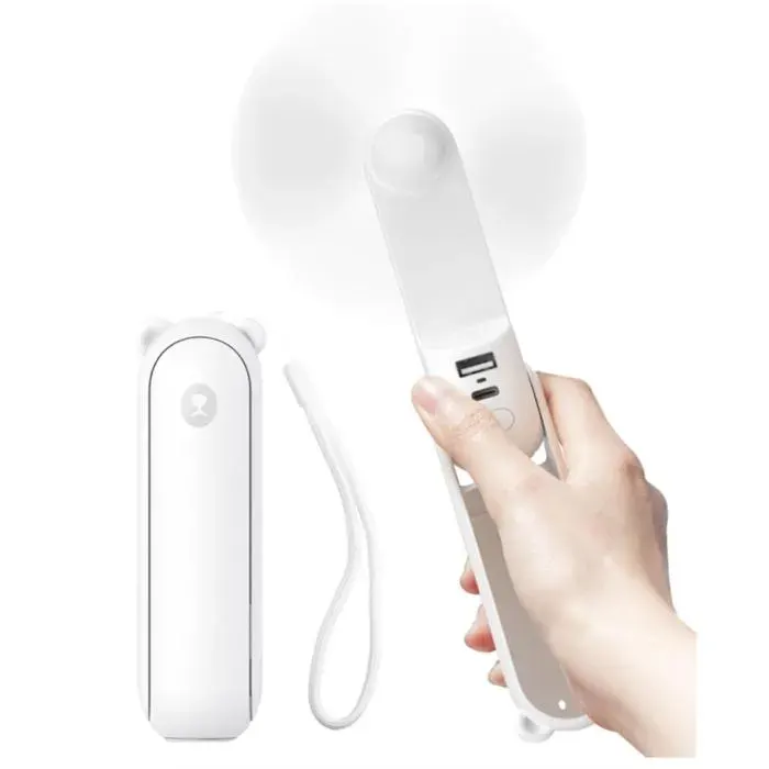Ventilateur portatif avec batterie de secours 4500 mAh autonomie maximale de 46 heures ventilateur de poche portable à Blanc