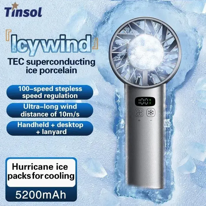 Ventilateur portatif haute vitesse à refroidissement par glace mini ventilateur portable 5200 mAh idéal pour les voyages[MV194]
