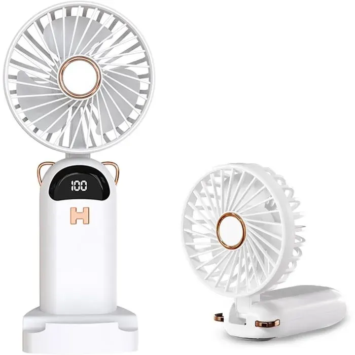 Ventilateur portatif mini ventilateur portable rechargeable par USB avec 5 vitesses ventilateur de bureau pliable à piles