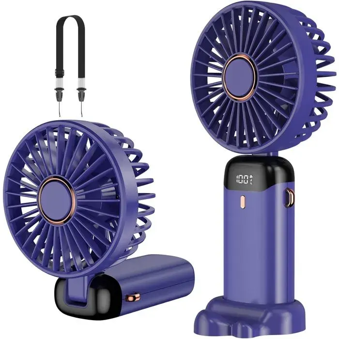 Ventilateur Portatif Mini Ventilateur Portable Rechargeable Usb Petit Ventilateur De Poche 5 Vitesses Avec Base Batterie 4200Mah