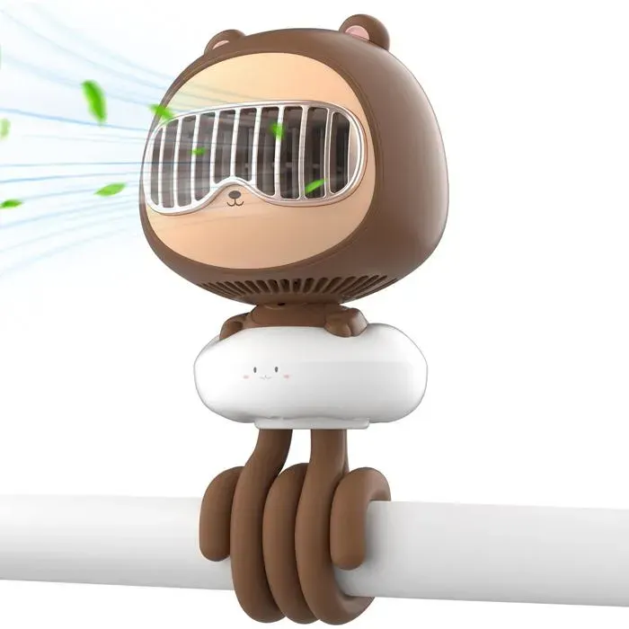 Ventilateur poussette à clip sans pales 3600 mAh trépied flexible 4 vitesses pour enfants 100-120 caractères