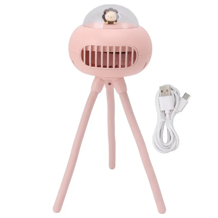 Ventilateur poussette flexible – 4 vitesses silencieux USB rechargeable – pour bébé camping bureau – Rose