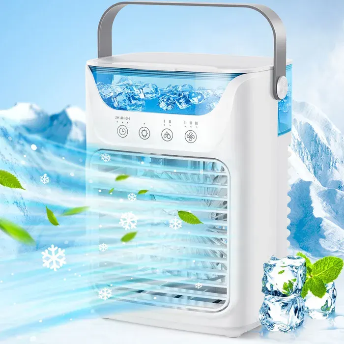 Ventilateur rafraîchissant avec brumisation - ULISEM - 700ml - 3 vitesses - Oscillation verticale - Mode nuit silencieux