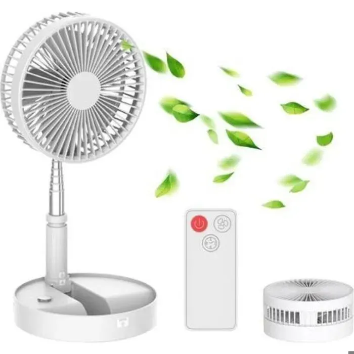 Ventilateur rechargeable 7200mAh – 4 vitesses – Rotation 185° – Minuterie – 32-40dB – Pour bureau/chambre/camping – Silencieux