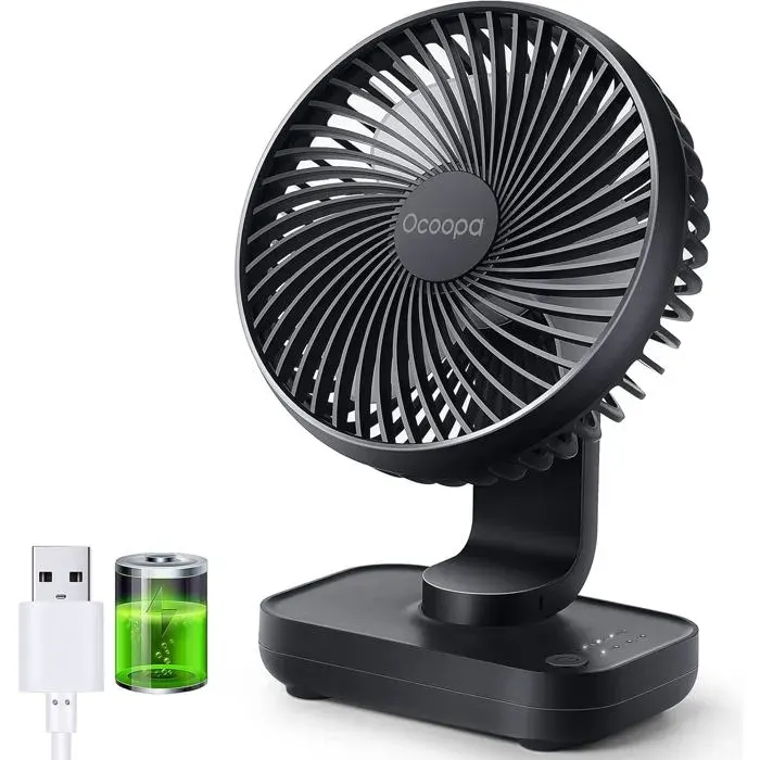 Ventilateur Rechargeable USB 4000mAh Batterie Petit Silencieux Ventilateurs Bureau de Table Puissant 4 Vitesses Ventilateur Po
