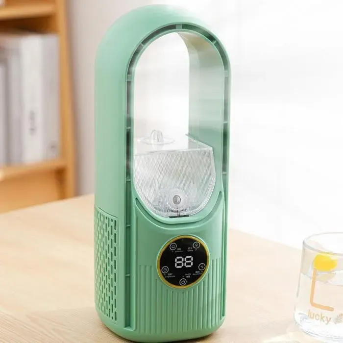 Ventilateur sans hélice rafraîchissant à pulvérisation USB 6 paliers de vent moteur sans balais minuterie veilleuse RGB réservoir