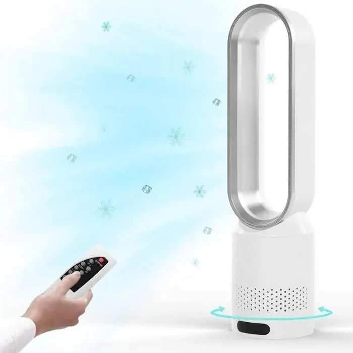 Ventilateur Sans Pale avec Mode Silencieux 8 Vitesses Oscillation à 90° Minuterie 2h Ventilateur Colonne pour Salon et Chambre