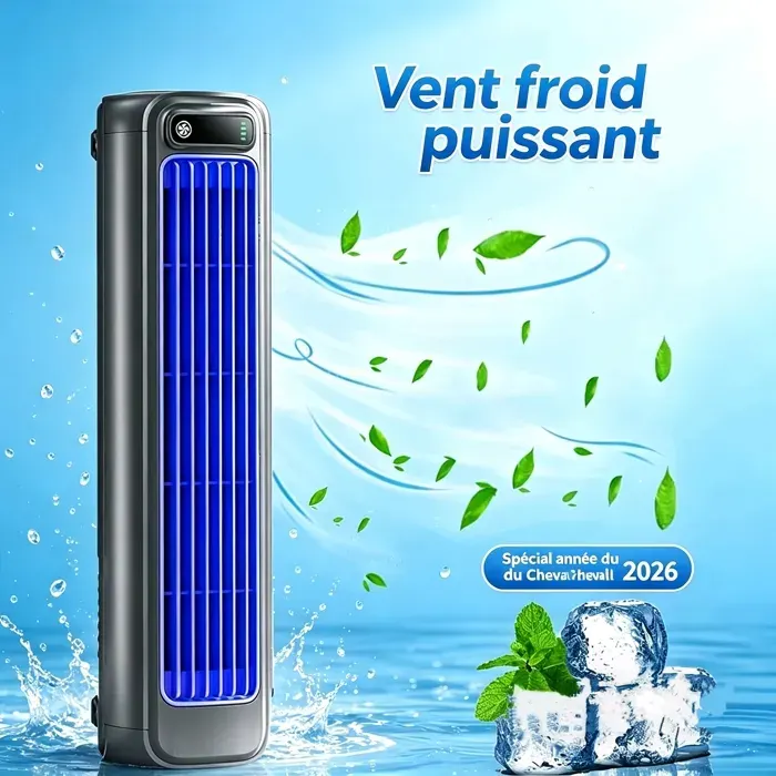Ventilateur sans pales 3 vitesses - Ventilateur tour - Minuterie 4H - Silencieux -Portable fan-Chargement USB Ventilateur colonne