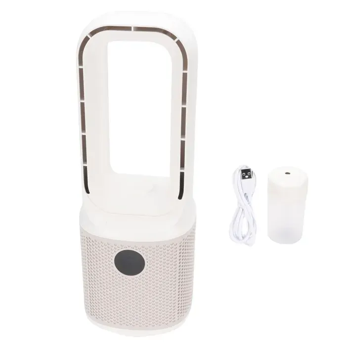 Ventilateur sans pales – 9 vitesses humidificateur lumière nocture – Bureau maison – Blanc
