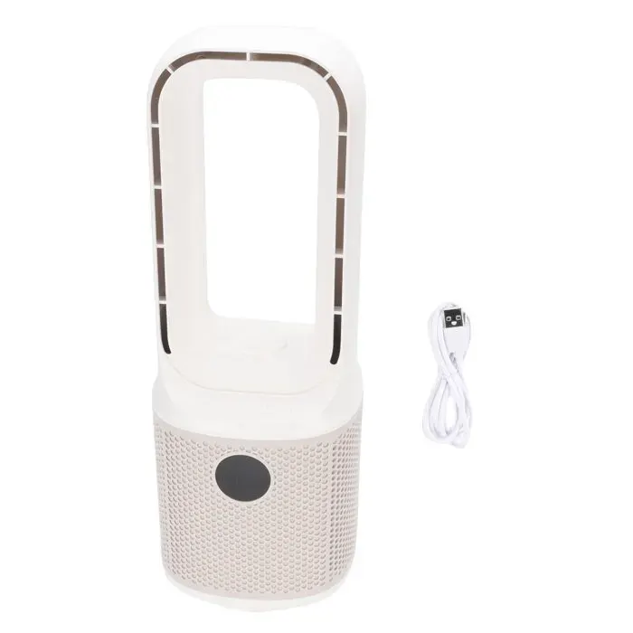Ventilateur sans pales 9 vitesses – Oscillation 60° Minuterie Lumière nocturne – Silencieux pour Bureau Chambre Dorm – Blanc