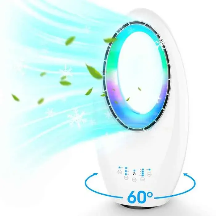 Ventilateur sans pales avec télécommande écran LED commande tactile oscillation minuterie 3 vitesses