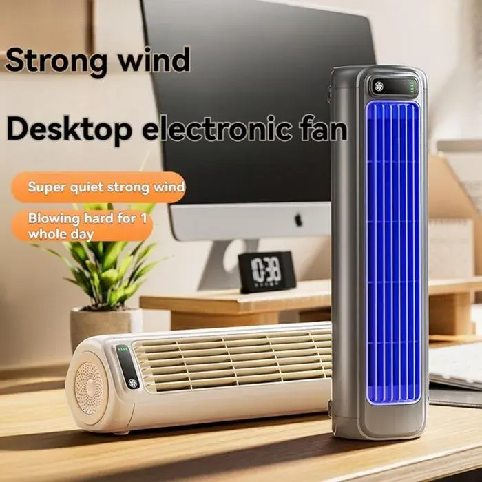 Ventilateur Sans Pales Colonne Rechargeable 2000mAh Silencieux Portable 3 Vitesses Autonomie 8h Pour Bureau Chambre Salle de Bain