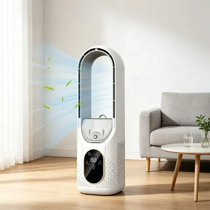 Ventilateur sans pales - JOULLI - Colonne - 6 vitesses - Réservoir 100 ml - Rechargeable USB
