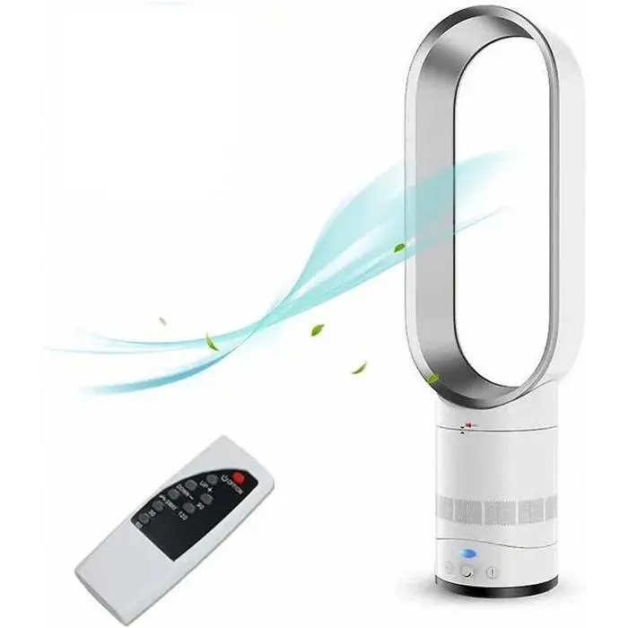 Ventilateur sans pales – Oscillation 90° silencieux télécommande aromathérapie – Pour maison et bureau – Argent