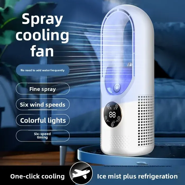 Ventilateur sans pales - Refroidisseur air avec brumisateur USB blanc pour maison et bureau NORVYN