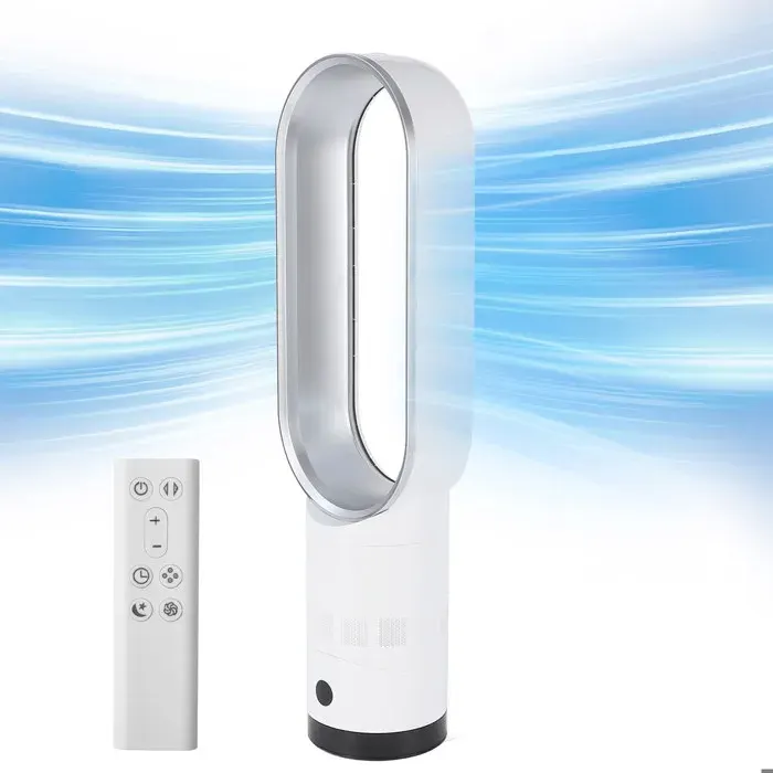Ventilateur Sans Pales Tour 24 Argent 10 Vitesses 90° Oscillation Purificateur Air Minuterie 9h Silencieux Pour Bureau Chambre