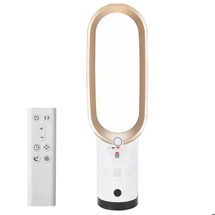 Ventilateur Sans Pales Tour 24 Or Blanc 10 Vitesses 90° Oscillation Purificateur Air Minuterie 9h Silencieux Pour Bureau Chambre