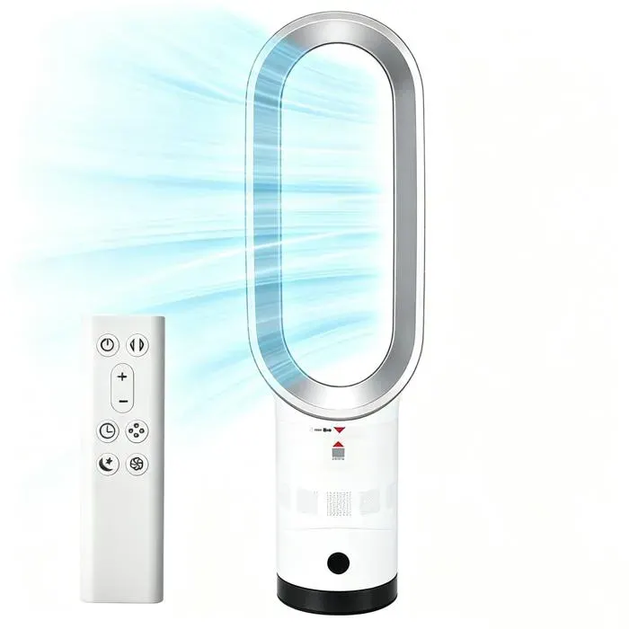 Ventilateur Sans Pales Ventilateur Colonne 24 Pouces avec 8 Vitesses Oscillation 90° Inclinaison 20° Minuterie 9H pour Chambre Salon