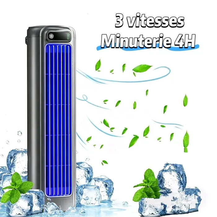 Ventilateur sans pales - Ventilateur tour - 3 vitesses - Minuterie 4H - Silencieux -Portable fan-Chargement USB Ventilateur colonne