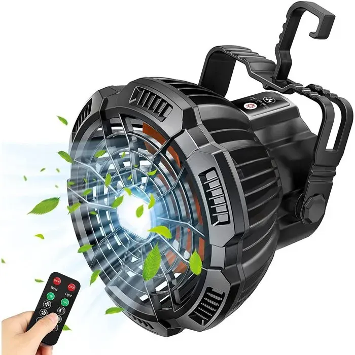 Ventilateur Silencieux 5200mAh Ventilateur Portable Bureau 180 °Rotation avec Lumière LEDVentilateur Camping Rechargeable USB