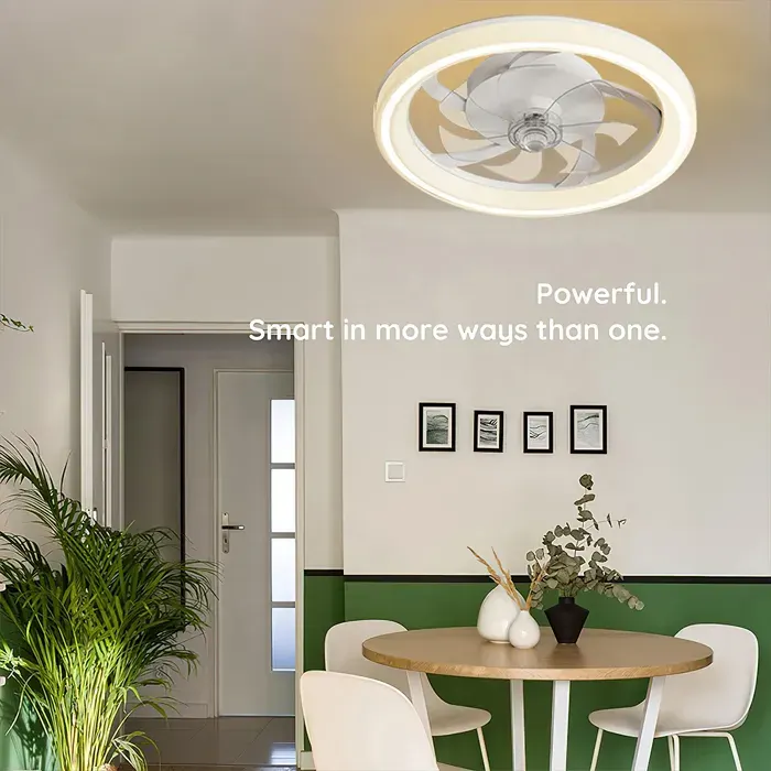 Ventilateur silencieux avec lumière LED 6 vitesses télécommande mode été/hiver plafonnier moderne pour chambre ou salon 10-20㎡