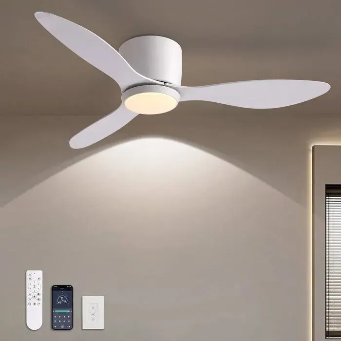 Ventilateur silencieux plafond 42 pouces avec lumière LED 3 couleurs télécommande 6 vitesses moteur DC réversible minuterie