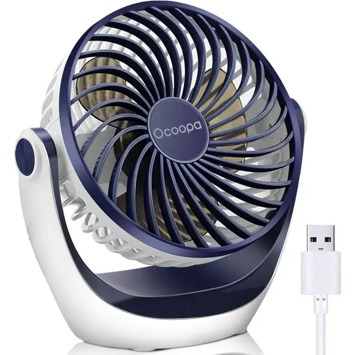 Ventilateur Silencieux Portable Mini Puissant - 3 Vitesses Rotation 360° Alimenté par USB - Pour Chambre Bureau Domair Cuisine