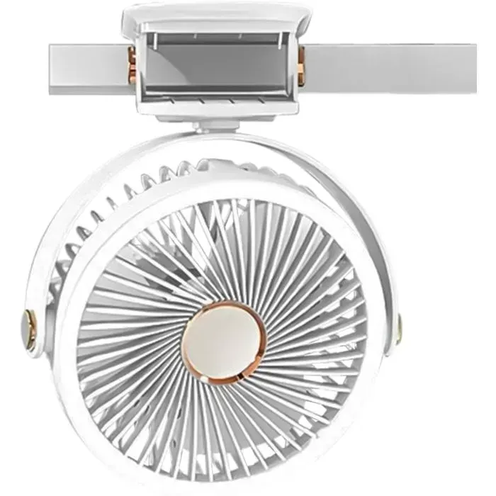 ventilateur silencieux-Portable PinceChargement USB2000 mAh grand3 vitessesAvec veilleuseIntérieur extérieurBlanc