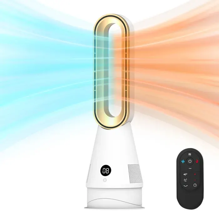 Ventilateur silencieux sans pales 62cm chaud/froid 8 vitesses moteur brushless télécommande 32dB minuterie 9h