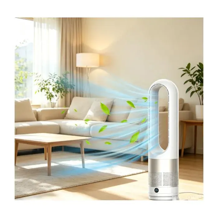 Ventilateur Silencieux sur Pied avec Telecommande - PRUMYA - 8H minuterie - 8 vitesses - Oscillation 80° - Argent