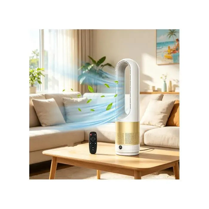 Ventilateur Silencieux sur Pied avec Telecommande - PRUMYA - 8H minuterie - 8 vitesses - Oscillation 80° - Multicolore - 18 pouces