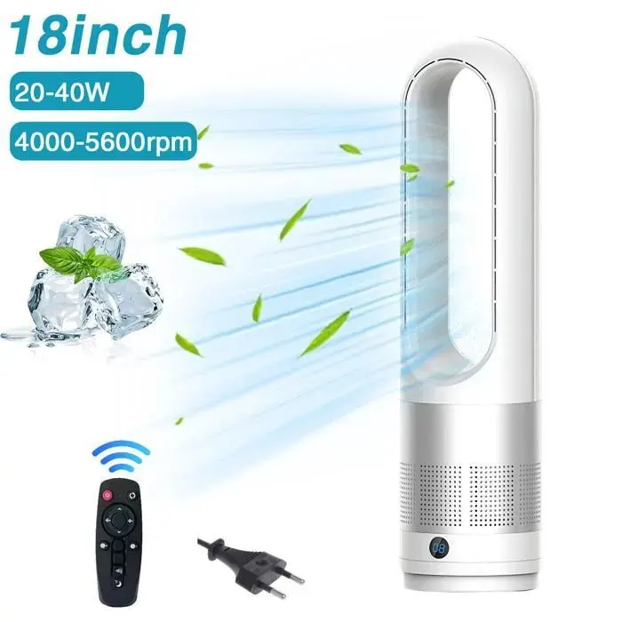 Ventilateur Silencieux sur Pied avec Telecommande - PRUMYA - 8H minuterie - 8 vitesses - Oscillation 80° - Ventilateur sans pales