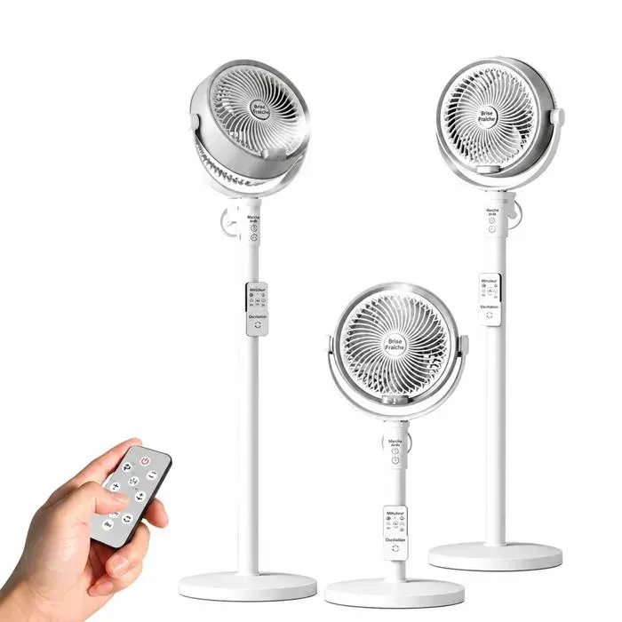 Ventilateur silencieux ventilateur sur roulettes 3 pales 3 modes 3 vitesses télécommande minuterieBlanc