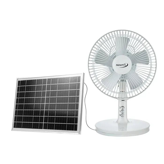 Ventilateur solaire et électrique 2 en 1 FACILITYS 27 cm - batterie 3600 mAh autonomie 7h oscillant portable