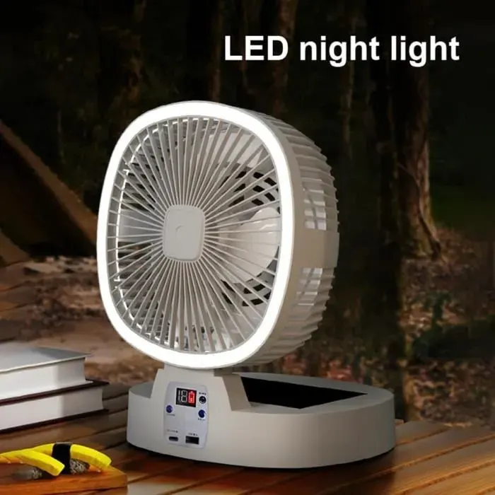 Ventilateur solaire portable - MOOHOP - 15000 mAh - Rechargeable - Télécommande - Pliable