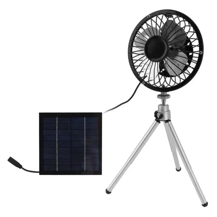 Ventilateur solaire - TBEST - Portable - 6W - Alimentation solaire et USB - 142 cm