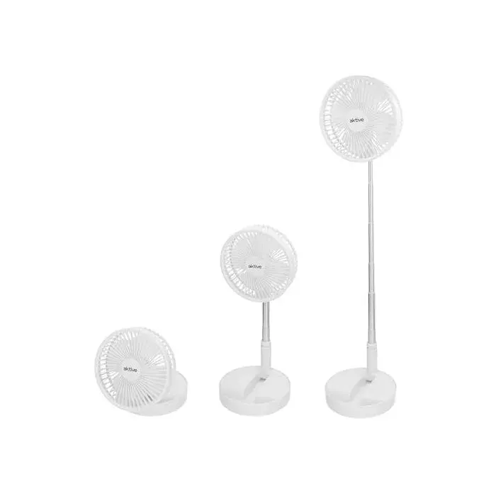 Ventilateur sur pied - AKTIVE - Compact pliable - Batterie 7200 mAh - Tube télescopique 36-83 cm - 4 vitesses