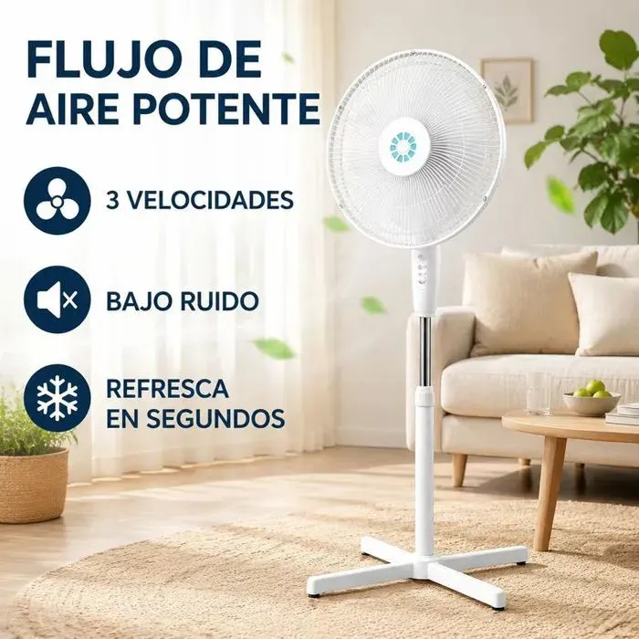 Ventilateur sur Pied avec Hauteur Réglable Oscillant Moteur Silencieux à Faible Consommation Montage Sans Outils Ventilation